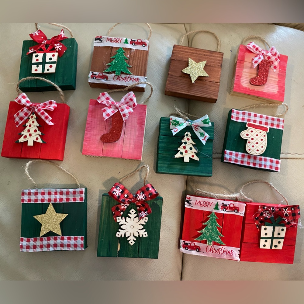 Set of 12 handmade ornaments